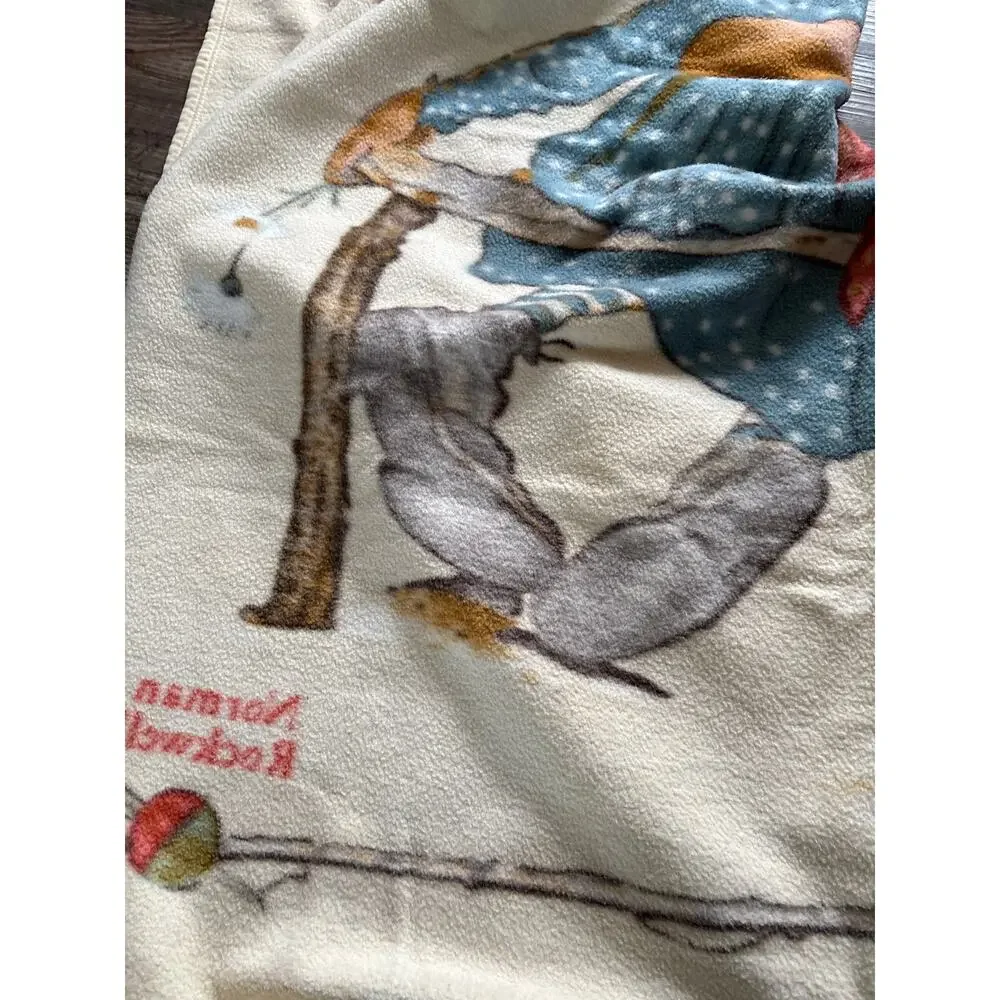 Norman Rockwell Puppy Love Little Spooners Blanket 59 x 79 Revert Spain Vintage
